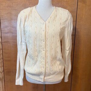 Vintage‎ Sellecca Feminine Womens  Lambswool Blend Cardigan Pearls Med Romantic